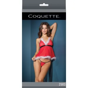 Babydoll & G-String Red/White OS