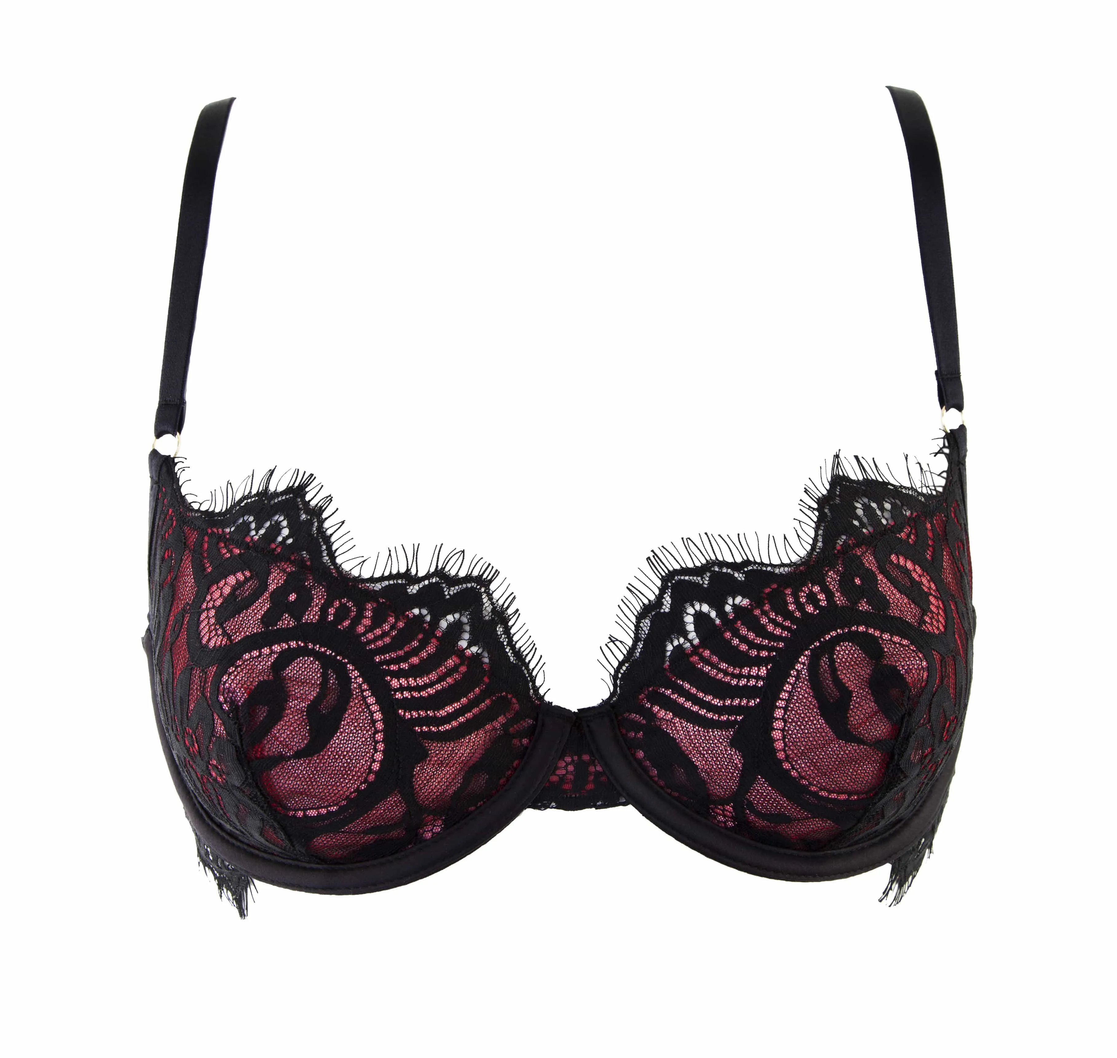 Bailey Red Net/Black Embroidery Lace Bra DD  Cups