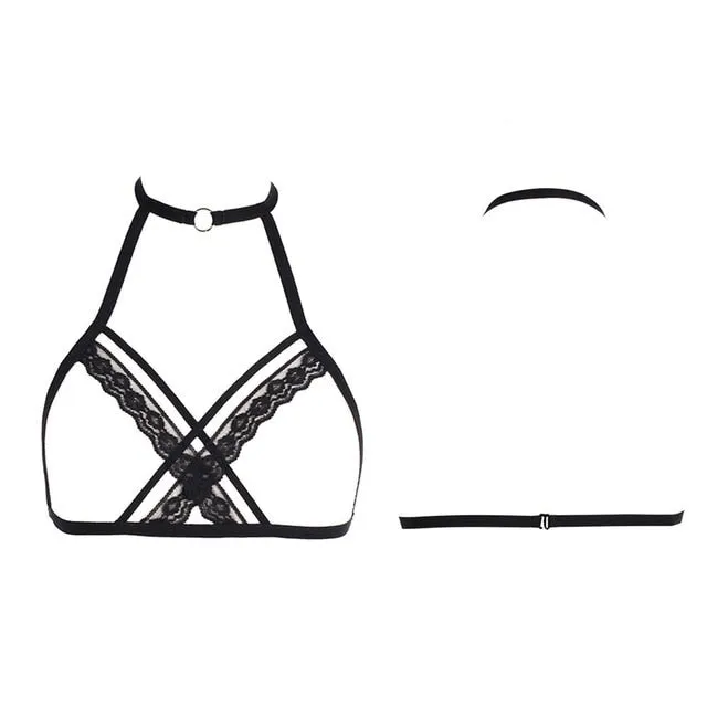 Bandage Alluring Women Cage Bra Elastic Cage Bra Lace Lingerie Sexy Hot Erotic Openwork Bustier Lingerie Open Cup Push Up Bra