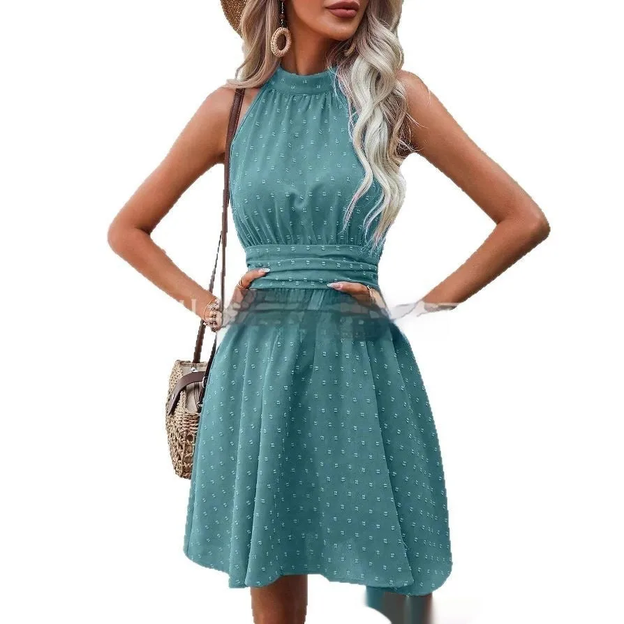 Belt Sleeveless Split Mid-length Dress