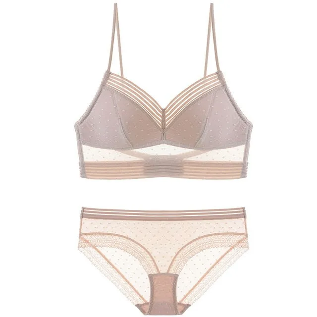 bralette fine French Style thin lingerie BRA CUP triangular Woman Soft  underwear Deep V Girls Backless Christmas present