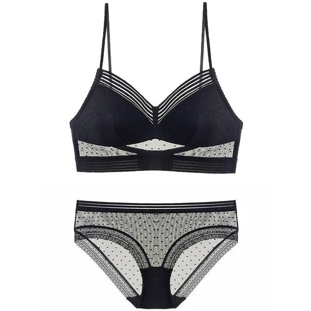 bralette fine French Style thin lingerie BRA CUP triangular Woman Soft  underwear Deep V Girls Backless Christmas present