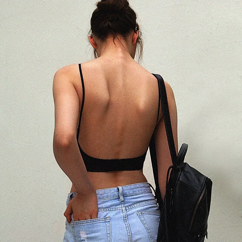 bralette fine French Style thin lingerie BRA CUP triangular Woman Soft  underwear Deep V Girls Backless Christmas present