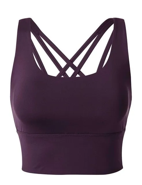 CRZ YOGA Women's Wirefree Strappy Back Removable Cups Longline Sports Bra