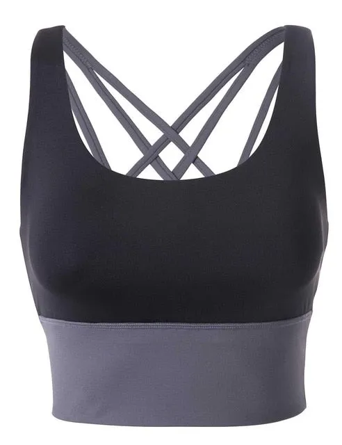 CRZ YOGA Women's Wirefree Strappy Back Removable Cups Longline Sports Bra