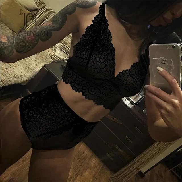 Fashion Laxe Bra Set Panties and Bra Set Wedding White Bralette Set Lace Underwear Seamless Embroidery Bralette Sexy Lace Bras