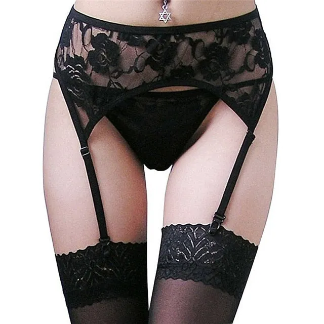 Hot Sexy Stocking Set Sexy Women Sheer Lace Tighs High Stockings Erotic Lingerie Garter Pantyhose Sexy Garter Belt Stockings