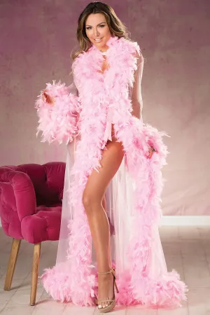 Long Sheer Chandelle Feather Robe