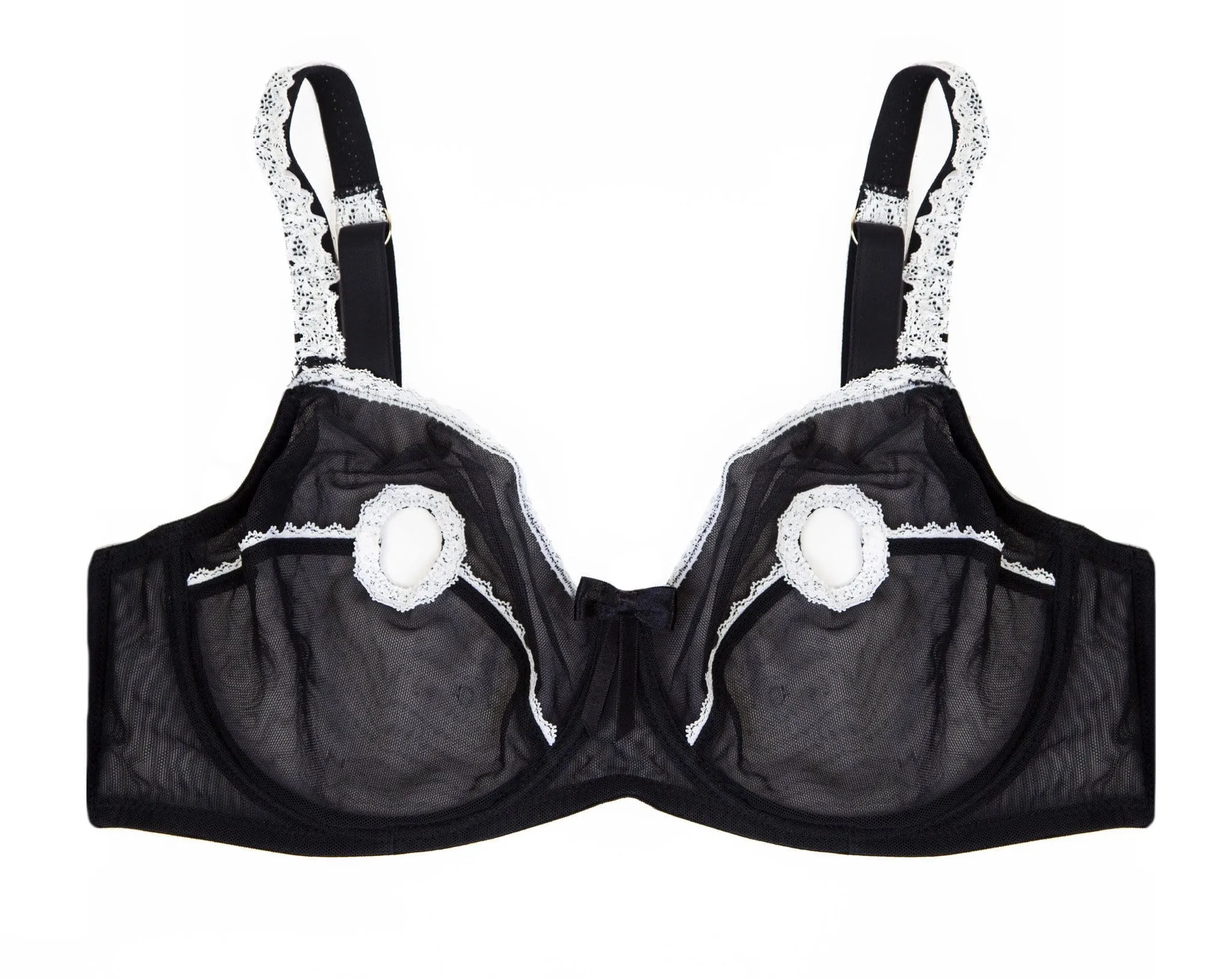 Miranda Black/Ivory Peep-Hole Bra A-D Cups