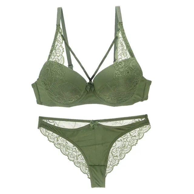 Norns women's sexy underwear set lace lingerie set push up plus size bra set of linen red lingerie bra and panty set bralette