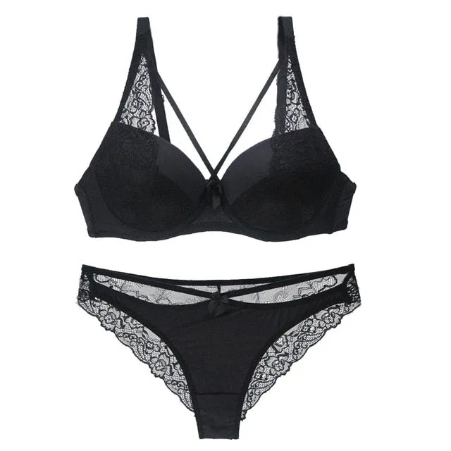 Norns women's sexy underwear set lace lingerie set push up plus size bra set of linen red lingerie bra and panty set bralette