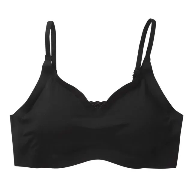 One Piece Seamless Wirefree Push Up Bras For Women Unltra-thin Bralette Solid Color Ladies Underwear Sexy Breathable Bras QHAG