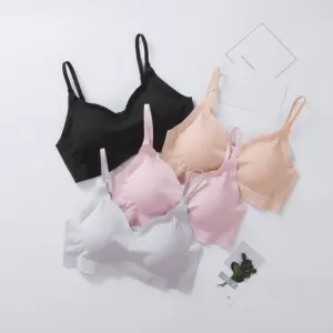 One Piece Seamless Wirefree Push Up Bras For Women Unltra-thin Bralette Solid Color Ladies Underwear Sexy Breathable Bras QHAG