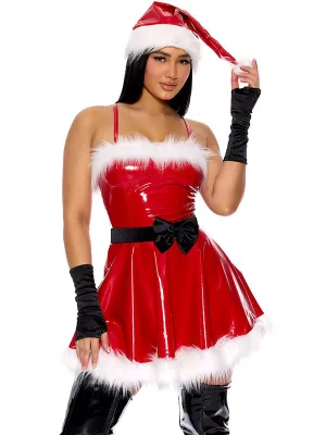 PU Leather Santa Mini Dress