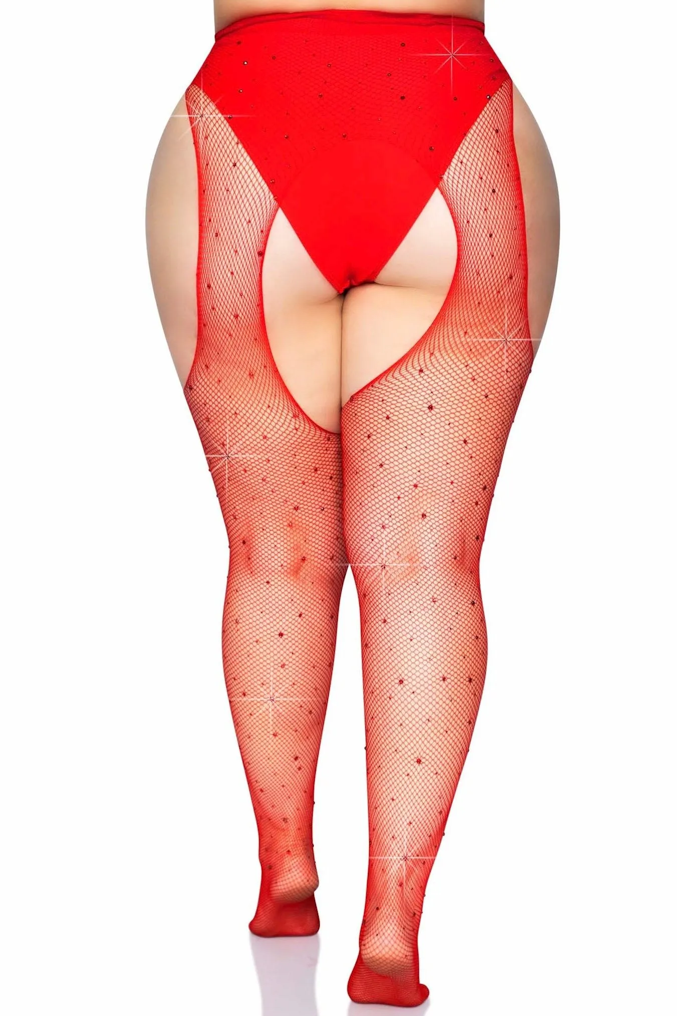 Rhinestone Fishnet Suspender Pantyhose