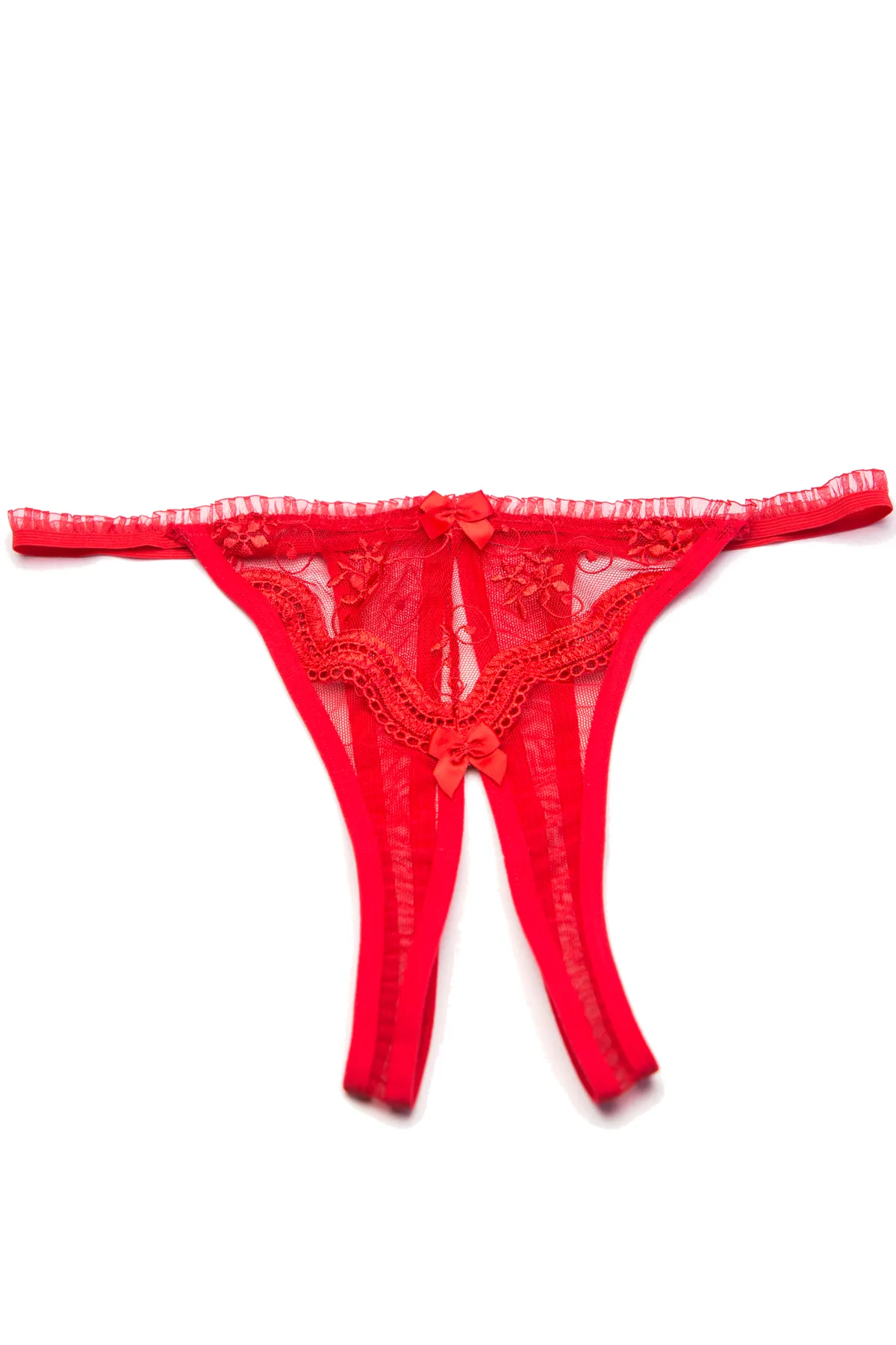 Scalloped Embroidery Crotchless Thong