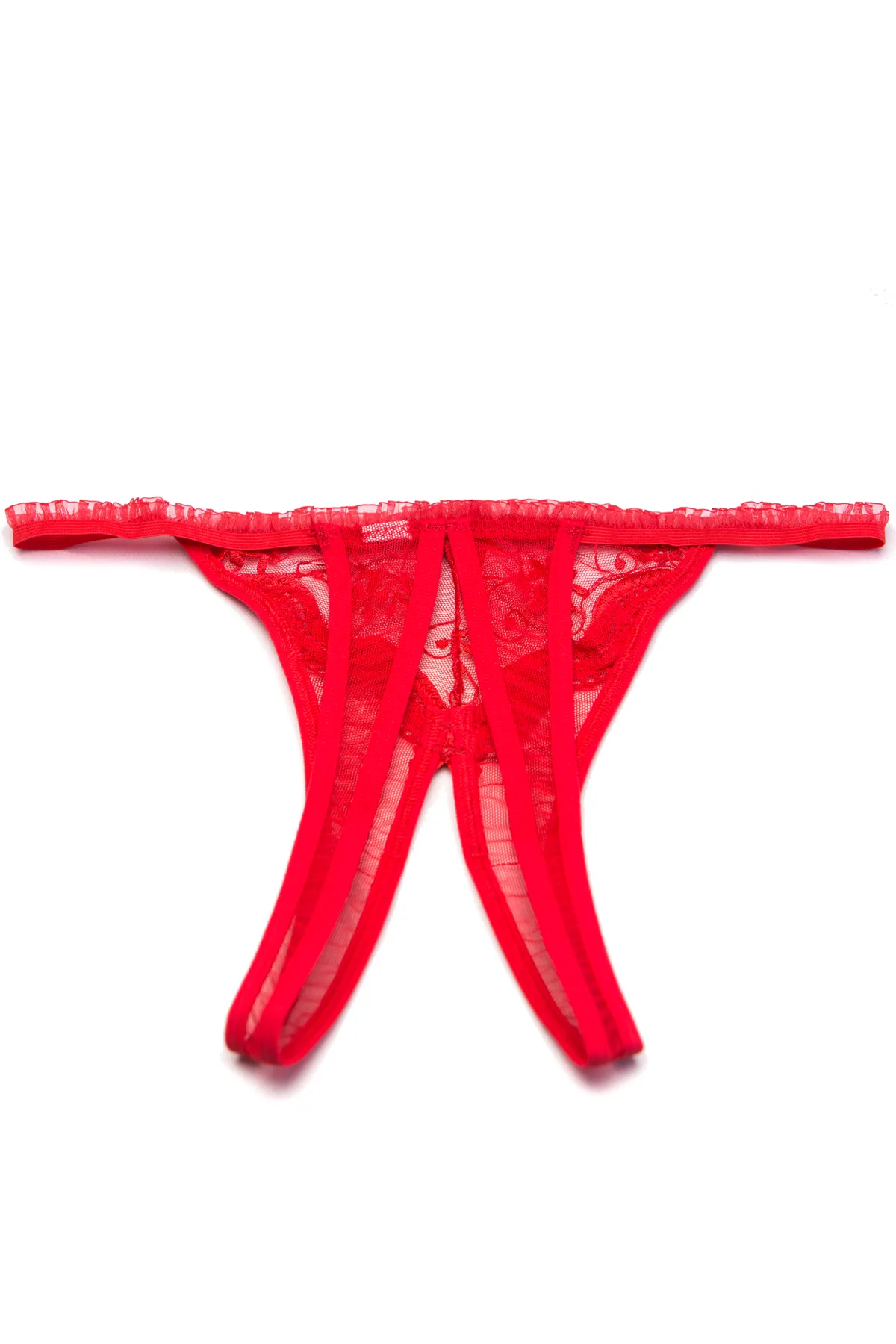 Scalloped Embroidery Crotchless Thong