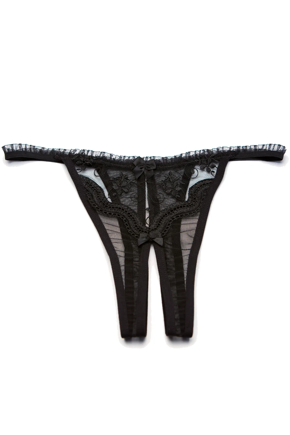 Scalloped Embroidery Crotchless Thong