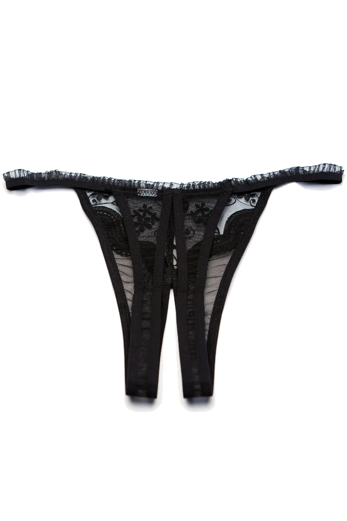 Scalloped Embroidery Crotchless Thong