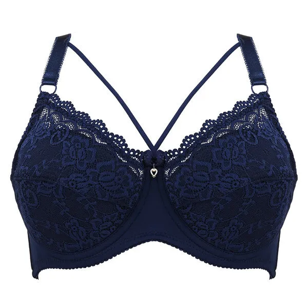 Sexy Big Size Bra C D E Cup Thin Lace Bras For Women Female Brassiere Soft Plus Size Purple Lingerie Deep V Sexy Underwear 2019