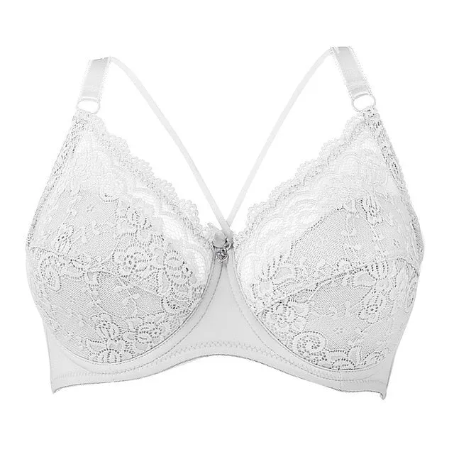 Sexy Big Size Bra C D E Cup Thin Lace Bras For Women Female Brassiere Soft Plus Size Purple Lingerie Deep V Sexy Underwear 2019
