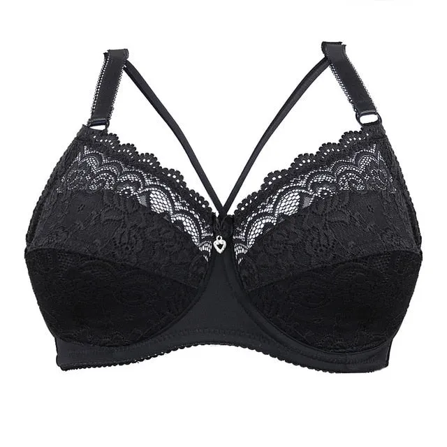Sexy Big Size Bra C D E Cup Thin Lace Bras For Women Female Brassiere Soft Plus Size Purple Lingerie Deep V Sexy Underwear 2019
