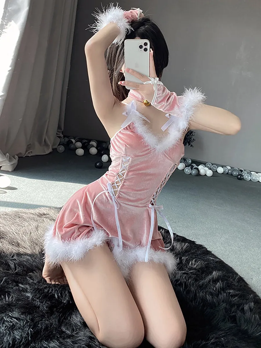 Velvet Christmas Dress with Cape