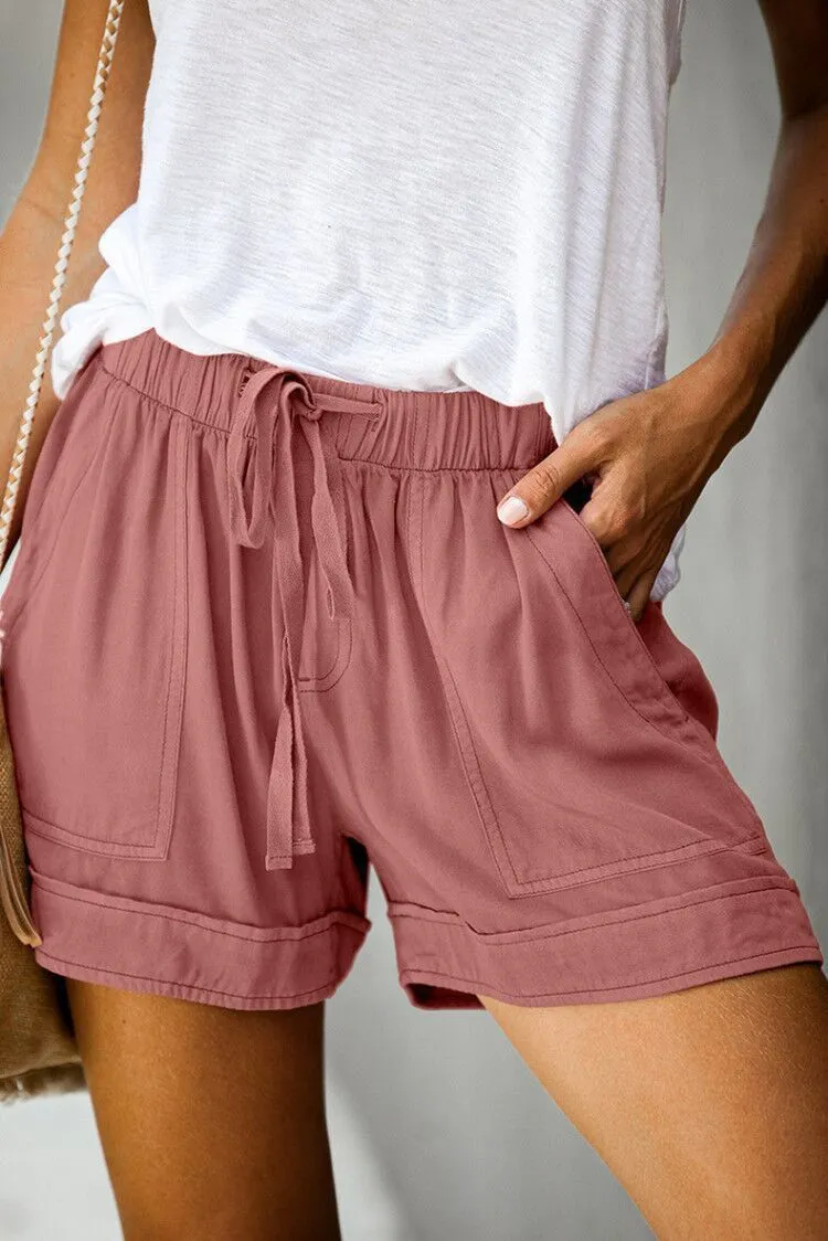 Women's High Waist Lace-up Loose Shorts