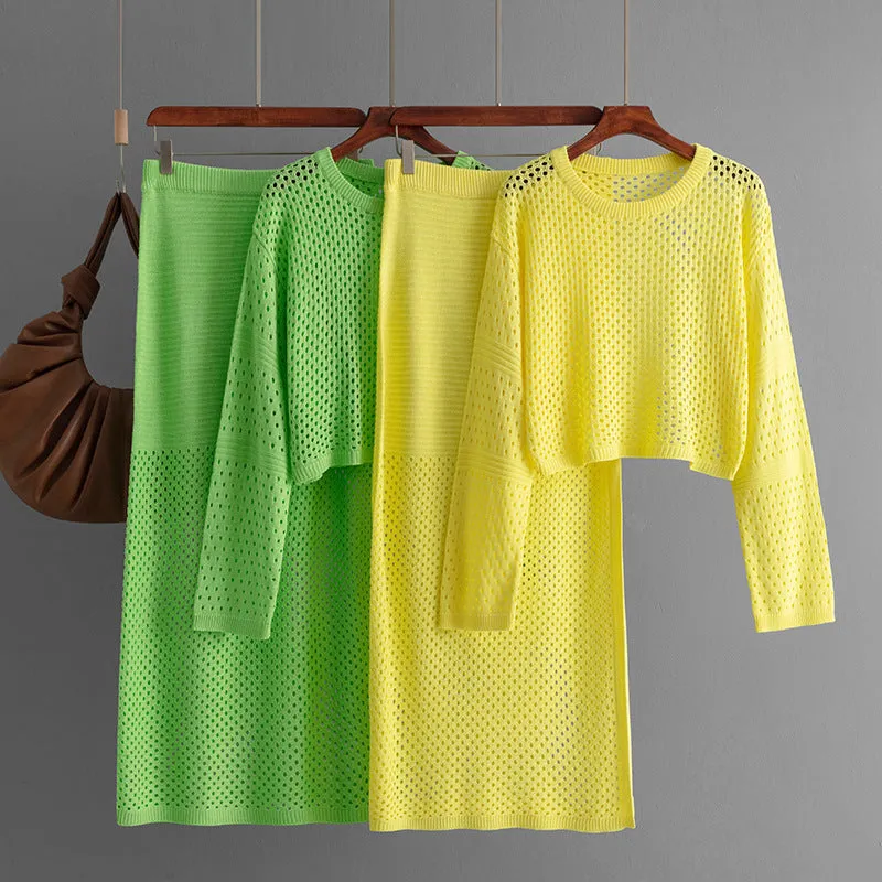 Women's Hollow Sweater Long Skirt Fashion