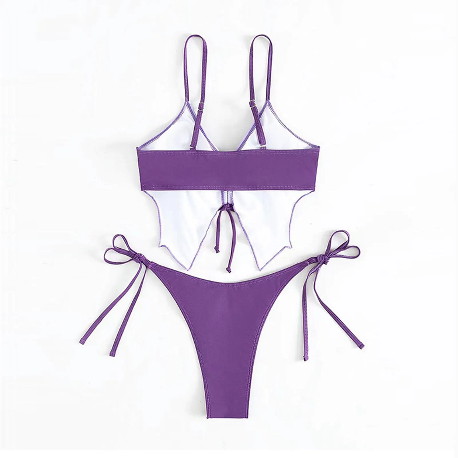 Yomorio Butterfly Bikini Set 2 Piece Drawstring Bikini Top and String Bikini Bottom